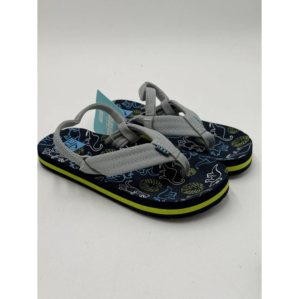 Reef Toddler Little Ahi Water Friendly Dino Flip Flop Boys Girls Size 12 New